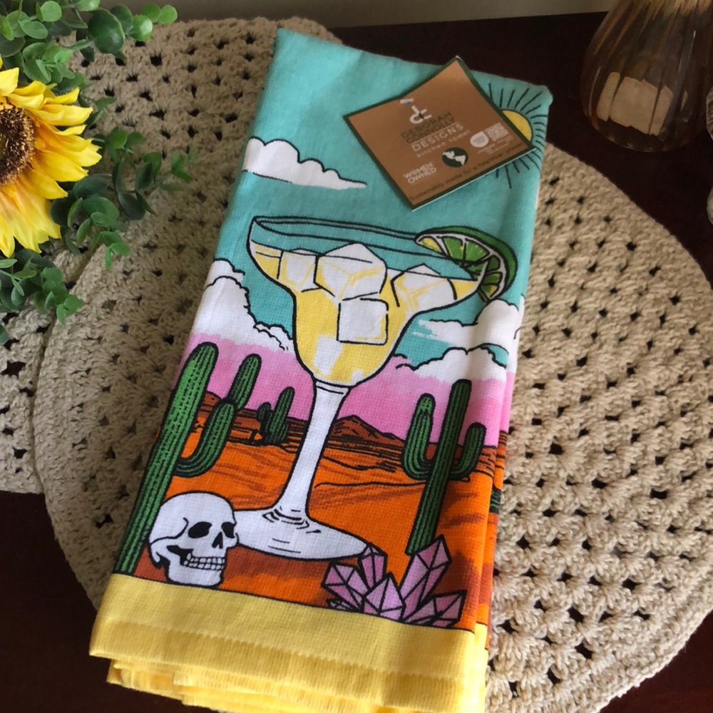 Colorful Cocktail Western Cactus Print Kitchen Towels